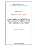 Khóa luận tốt nghiệp: Sử dụng phần mềm xử lý số liệu SPSS và R trong nghiên cứu về khoa học giảng dạy Vật lý