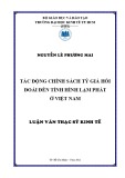 Luận văn Thạc sĩ Kinh tế: Tác động chính sách tỷ giá hối đoái đến tình hình lạm phát ở Việt Nam