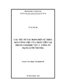 Luận văn Thạc sĩ Kinh tế: Các yếu tố tác động đến sự thỏa mãn công việc của nhân viên tại Trung tâm khu vực 3 - Công ty mạng lưới Viettel