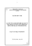 Luận văn Thạc sĩ Kinh tế: Các yếu tố tác động đến hiệu quả đầu tư công trong xây dựng công trình giao thông trên đại bàn tỉnh Bình Dương