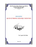 Bài giảng Quản lý trong giáo dục mầm non - ĐH Phạm Văn Đồng