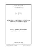 Luận văn Thạc sĩ Nhân văn: Kinh tế Du lịch ở thành phố Uông Bí tỉnh Quảng Ninh (1986 -2013)