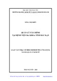 Luận văn Thạc sĩ Quản lý kinh tế: Quản lý tài chính tại Bệnh viện Đa khoa tỉnh Bắc Kạn