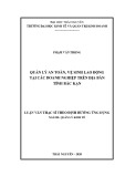 Luận văn Thạc sĩ Quản lý kinh tế: Quản lý an toàn, vệ sinh lao động tại các doanh nghiệp trên địa bàn tỉnh Bắc Kạn