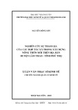 Luận văn Thạc sĩ Kinh tế: Nghiên cứu sự tham gia của các hợp tác xã trong xây dựng nông thôn mới trên địa bàn huyện Lâm Thao - tỉnh Phú Thọ