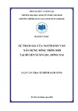 Luận văn Thạc sĩ Chính sách công: Sự tham gia của người dân vào xây dựng nông thôn mới tại huyện Xuân Lộc, Đồng Nai