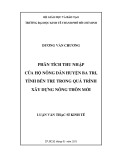 Luận văn Thạc sĩ Kinh tế: Phân tích thu nhập của hộ nông dân huyện Ba Tri, tỉnh Bến Tre trong quá trình xây dựng nông thôn mới