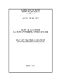 Luận văn Thạc sĩ Quản lý kinh tế: Quản lý ngân sách tại huyện Vĩnh Linh, tỉnh Quảng Trị