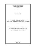 Luận văn Thạc sĩ Quản lý kinh tế: Quản lý hoạt động khai thác thủy sản của tỉnh Thái Bình