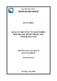 Tóm tắt Luận văn Thạc sĩ Quản lý kinh tế: Quản lý nhà nước về giảm nghèo trên địa bàn huyện Phước Sơn, tỉnh Quảng Nam