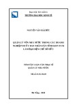 Tóm tắt Luận văn Thạc sĩ Quản lý nhà nước: Quản lý vốn nhà nước trong các doanh nghiệp do UBND tỉnh Kon Tum làm đại diện chủ sở hữu