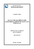 Tóm tắt Luận văn Thạc sĩ Quản lý kinh tế: Quản lý thu bảo hiểm xã hội tại Bảo hiểm xã hội huyện Mang Yang, tỉnh Gia Lai