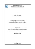 Tóm tắt Luận văn Thạc sĩ Kinh tế phát triển: Giải quyết việc làm cho lao động nữ ở tỉnh Quảng Bình