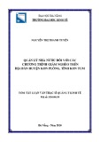 Tóm tắt Luận văn Thạc sĩ Quản lý kinh tế: Quản lý nhà nước đối với các chương trình giảm nghèo trên địa bàn huyện Kon Plông, tỉnh Kon Tum