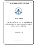 Luận văn Thạc sĩ Tài chính ngân hàng: Tác động của các yếu tố kinh tế vĩ mô đến chỉ số VN30-Index - Sở giao dịch chứng khoán thành phố Hồ Chí Minh