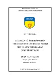 Luận văn Thạc sĩ Kế toán: Các nhân tố ảnh hưởng đến thuế TNDN của các doanh nghiệp nhỏ và vừa trên địa bàn quận Bình Thạnh