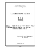 Sáng kiến kinh nghiệm THPT: Một số hoạt động trong phần Post Listening Tiếng Anh lớp 10  chương trình chuẩn