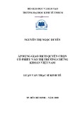 Luận văn Thạc sĩ Kinh tế: Áp dụng giao dịch quyền chọn cổ phiếu vào thị trường chứng khoán Việt Nam
