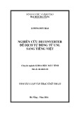Tóm tắt Luận văn Thạc sĩ Kỹ thuật: Nghiên cứu DeConverter để dịch tự động từ UNL sang tiếng Việt
