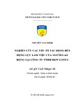 Luận văn Thạc sĩ: Nghiên cứu các yếu tố tác động đến động lực làm việc của người lao động tại Công ty TNHH RKW Lotus