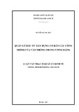 Luận văn Thạc sĩ Tài chính ngân hàng: Quản lý đầu tư xây dựng cơ bản các công trình của Văn phòng Trung Ương Đảng