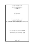 Luận văn Thạc sĩ Quản lý kinh tế: Quản lý nhân lực tại Công ty Cổ phần thiết bị Năm Sao Việt