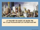 Bài giảng Lý thuyết tổ chức và quản trị - Bài 10: Quản trị nguồn nhân lực và đa dạng khác biệt