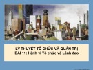 Bài giảng Lý thuyết tổ chức và quản trị - Bài 11: Hành vi tổ chức và lãnh đạo