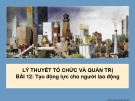 Bài giảng Lý thuyết tổ chức và quản trị - Bài 12: Tạo động lực cho người lao động