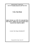 Luận văn Thạc sĩ Kinh tế: Phân tích các yếu tố ảnh hưởng đến phát triển du lịch sinh thái tại huyện Phong Điền, thành phố Cần Thơ