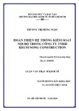 Luận văn Thạc sĩ Kinh tế: Hoàn thiện hệ thống kiểm soát nội bộ trong Công ty TNHH Keum Nong Construction