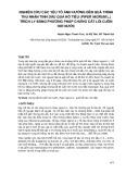 Nghiên cứu các yếu tố ảnh hưởng đến quá trình thu nhận tinh dầu quả Hồ tiêu (Piper nigrum L.) trích ly bằng phương pháp chưng cất lôi cuốn hơi nước