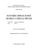 Luận văn Thạc sĩ Kinh tế: Hoàn thiện chính sách thuế thu nhập cá nhân tại Việt Nam