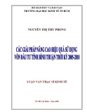 Luận văn Thạc sĩ Kinh tế: Các giải pháp nâng cao hiệu quả sử dụng vốn đầu tư tỉnh Bình Thuận thời kỳ 2005-2010