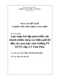 Sáng kiến kinh nghiệm THPT: Lựa chọn bài tập phát triển sức nhanh nhằm nâng cao hiệu quả thi đấu cho nam học sinh trường PT DTNT cấp 2-3 Vĩnh Phúc