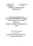 Summary of doctoral thesis of Public management: Manivong bongsouvanh training and fostering of cadres and officers in Savanakhet province, people’s democracy republic of Laos