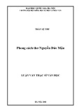 Luận văn Thạc sĩ Văn học: Phong cách thơ Nguyễn Đức Mậu