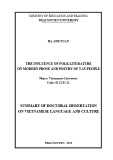 Summary of doctoral dissertation on Vietnamese language and culture: The influence of folk literature on modern prose and poetry of tay people