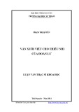 Luận văn Thạc sĩ Khoa học Ngữ văn: Văn xuôi viết cho thiếu nhi của Đoàn Lư