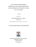 Doctor of Philosophy in biochemistry: Evaluation of some indian medicinal plants for antidiabetic and antioxidant activities - in vitro & in vivo study