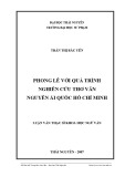 Luận văn Thạc sĩ khoa học Ngữ văn: Phong Lê với quá trình nghiên cứu thơ văn Nguyễn Ái Quốc - Hồ Chí Minh