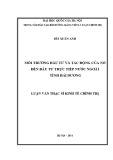 Luận văn Thạc sĩ Kinh tế chính trị: Môi trường đầu tư và tác động của nó đến đầu tư trực tiếp nước ngoài tỉnh Hải Dương
