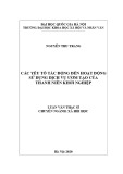 Luận văn Thạc sĩ Xã hội học: Các yếu tố tác động đến hoạt động sử dụng dịch vụ ươm tạo của thanh niên khởi nghiệp