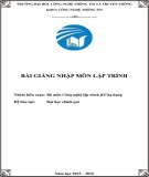 Bài giảng Nhập môn lập trình: Phần 2 - Trường ĐH Công nghệ thông tin và Truyền thông