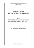 Đề tài nghiên cứu khoa học cấp trường: Phân tích bài toán dao động bằng phương pháp phần tử hữu hạn