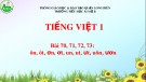 Bài giảng môn Tiếng Việt lớp 1 sách Cánh diều năm học 2021-2022 - Bài 70, 71, 72, 73: Học vần ôn, ôt, ơn, ơt, un, ut, ưt, uôn, ươn (Trường Tiểu học Ái Mộ B)