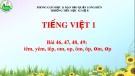 Bài giảng môn Tiếng Việt lớp 1 sách Cánh diều năm học 2021-2022 - Bài 46, 47, 48, 49: Học vần iêm, yêm, iêp, om, op, ôm, ôp, ơm, ơp (Trường Tiểu học Ái Mộ B)