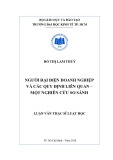 Luận văn Thạc sĩ Luật học: Người đại diện doanh nghiệp và các quy định liên quan – Một nghiên cứu so sánh