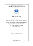 Luận văn Thạc sĩ Luật học: Kiểm sát việc tuân theo pháp luật trong xét xử sơ thẩm vụ án kinh doanh thương mại của Viện kiểm sát nhân dân – Lý luận và thực tiễn tại tỉnh Tây Ninh