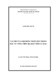 Luận văn Thạc sĩ Luật học: Vai trò của Hội đồng nhân dân trong đầu tư công trên địa bàn tỉnh Cà Mau